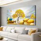 Abstract Yellow Tree and Stones in Lake Wall Art canvas office home room framed 120x60cm