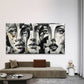 Black White Abstract Face Wall Art Canvas Office Home Room Framed 120x60cm