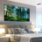 Green Forest Morning Sunlight Filtering Trees Serene Nature Scene Wall Art canvas office home room framed 120x60cm