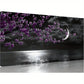 Black & White Seascape Moon & Purple Cherry Blossoms Wall Art canvas office home room framed 120x60cm