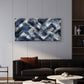 Navy Blue Chevron Abstract Wall Art Canvas Office Home Room Framed 120x60cm