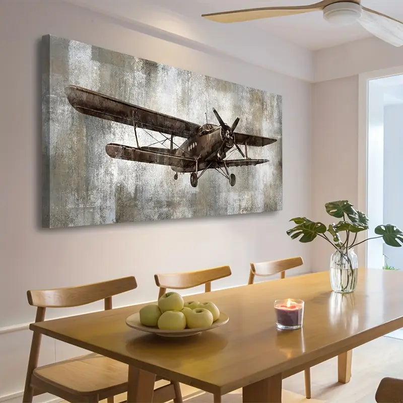 Vintage Airplane Retro Military Wall Art canvas office home room framed 120x60cm