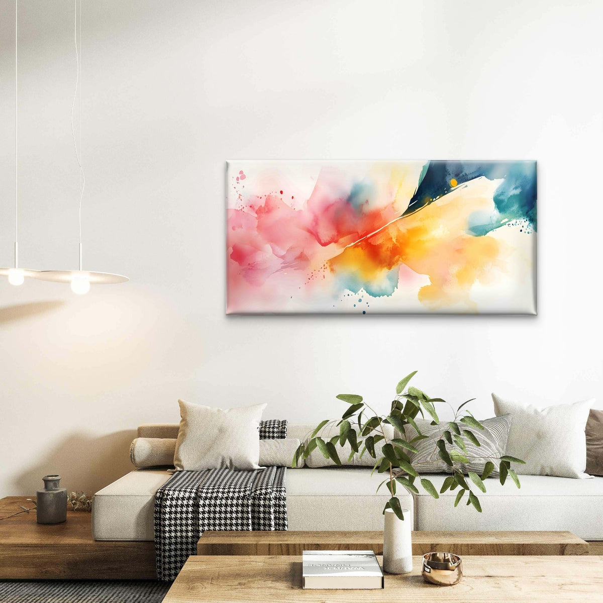 Abstract Watercolor Fusion Back Wall Art Canvas Office Home Room Framed 120x60cm