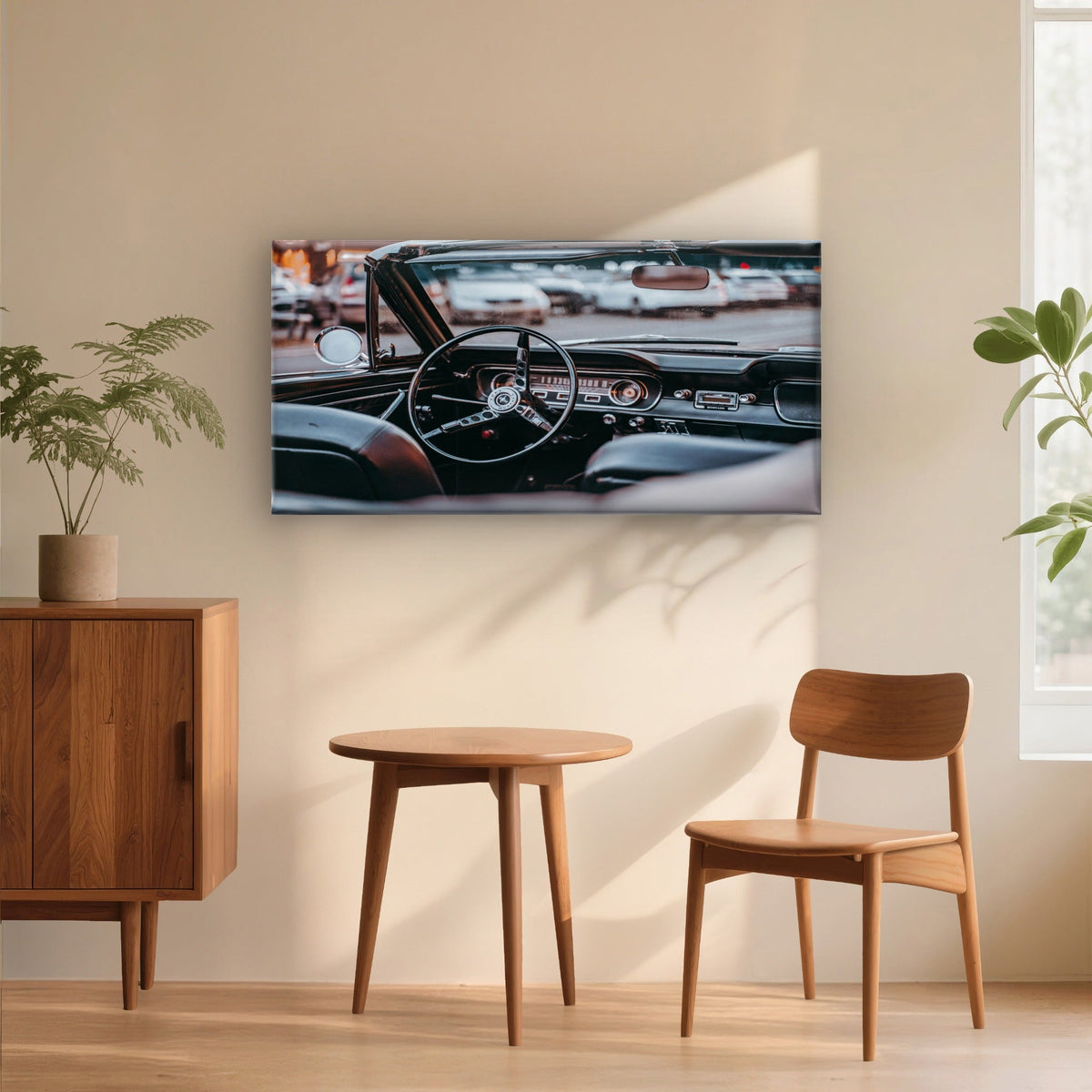 Ford Mustang Dashboard Interior Wall Art Canvas Office Home Framed 80x45cm