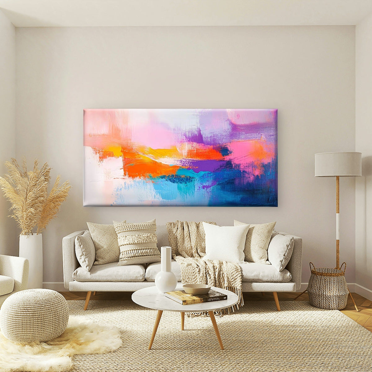 Abstract Texture Vivid Tones Wall Art Canvas Office Home Room Framed 120x60cm