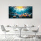 Large Ocean Vibrant Coral Reef Fish & Sunlight Seascape Wall Art canvas office home room framed 120x60cm