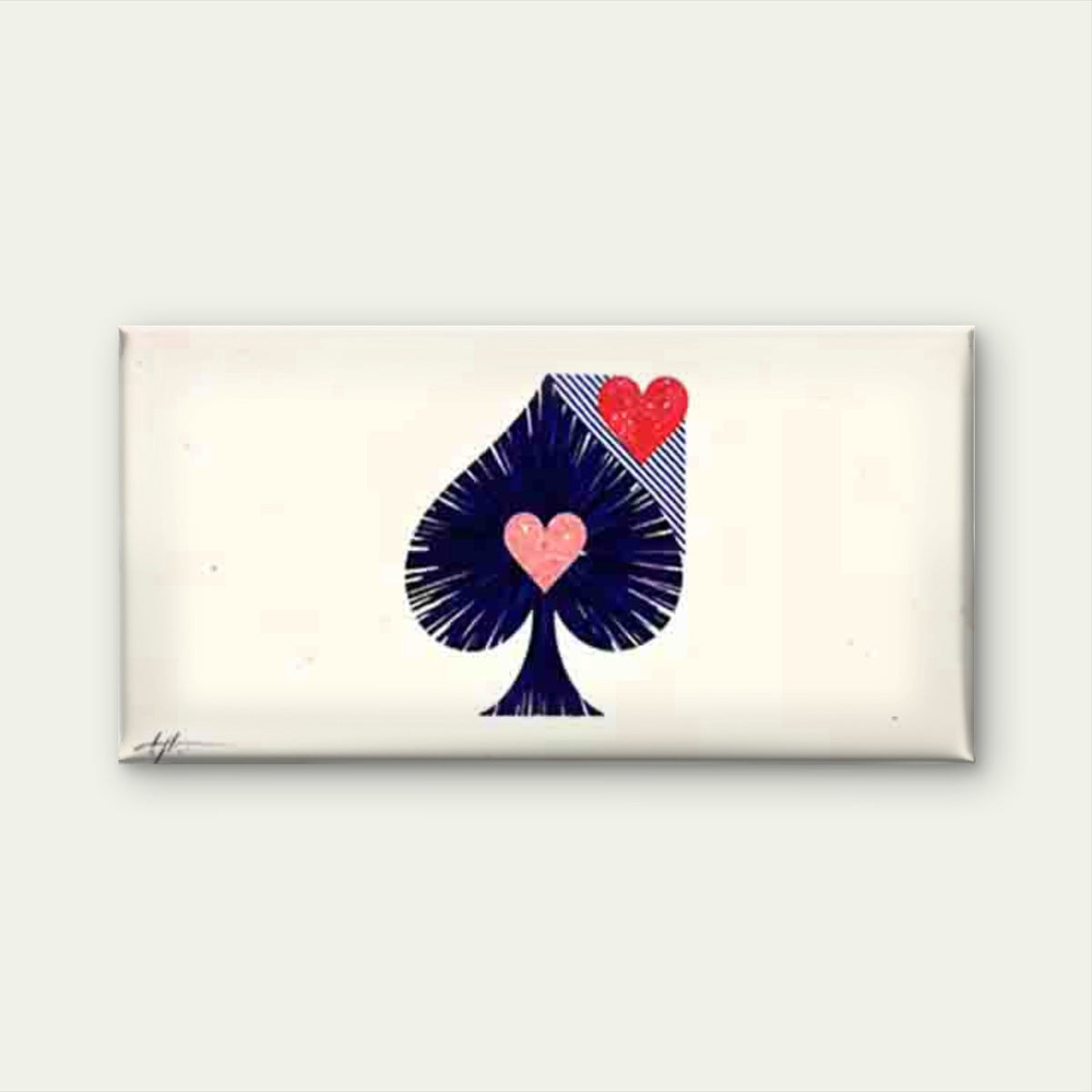 Spade-Shaped Red and Pink Heart Wall Art Canvas Office Home Room Framed 120x60cm