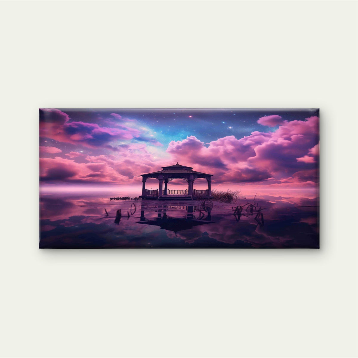 Fantasy Style Clouds Gazebo Wall Art Canvas Office Home Room Framed 120x60cm