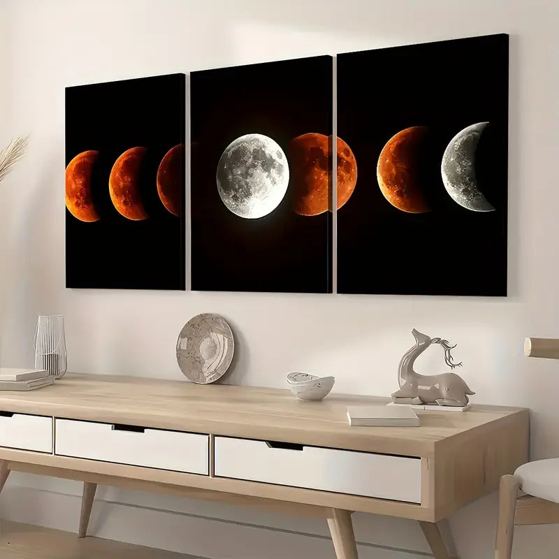 3pcs Simple Wind Planet Rotation Process Art Wall Art Set Canvas Framed 40x60cm - High Quality Print 100% Australian Made Wall Canvas Ready to Hang