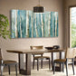 Abstract Birch Trees Turquoise Wall Art canvas office home room framed 120x60cm