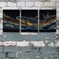 3pcs Whale Amidst Waves Under a Magical Night Sky Metal Print Ready to Hang Art