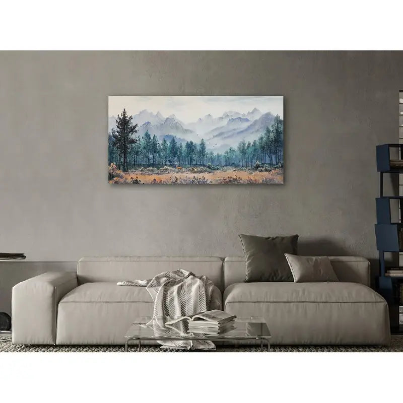 Mountain Landsape Nature Grey Scenery Bird Wall Art canvas office home room framed 120x60cm