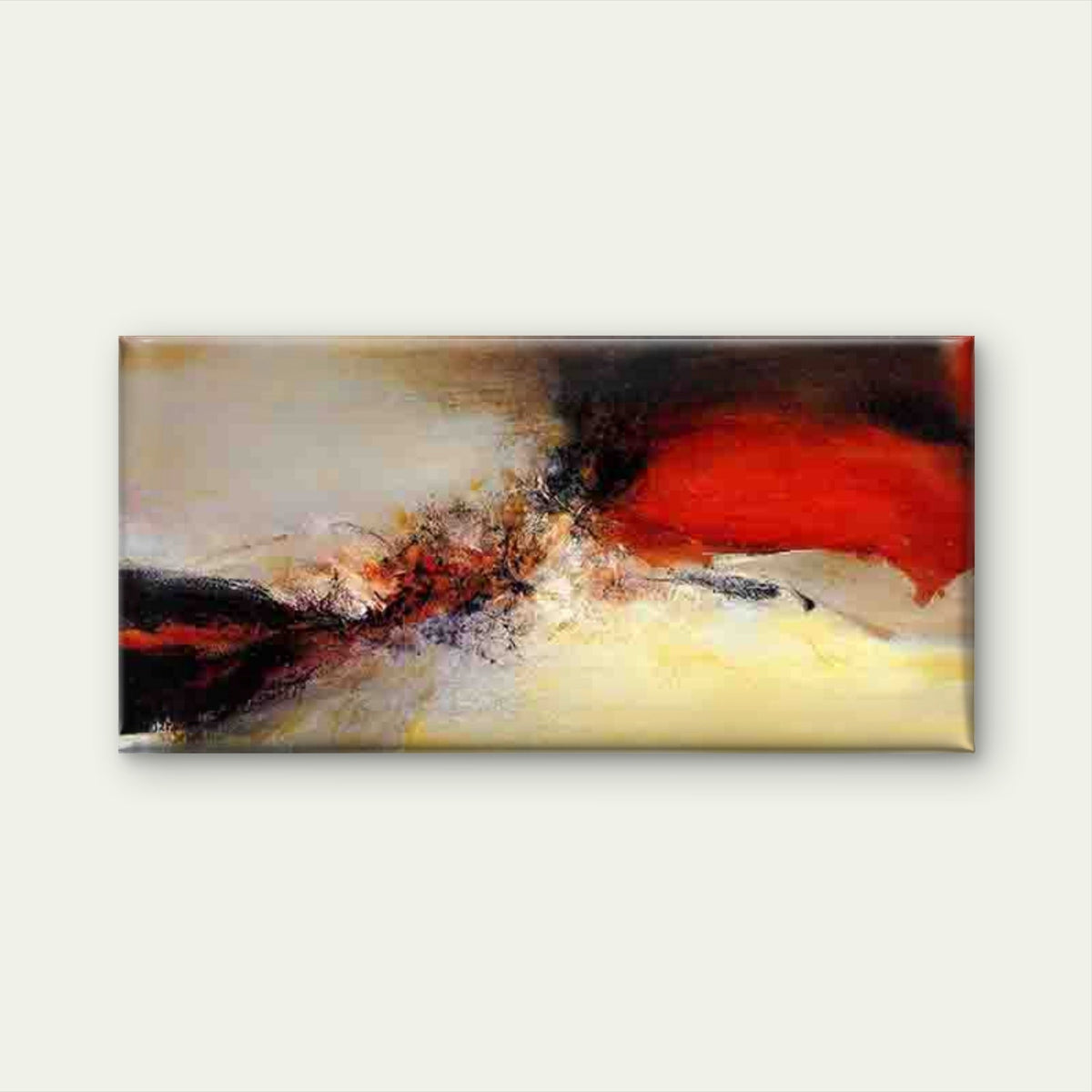 Vibrant Swirls of Red, Black, Wall Art Canvas Office Home Room Framed 120x60cm