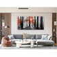 Red Tree Black & White Sunshine Foggy Forest Wall Art canvas office home room framed 120x60cm