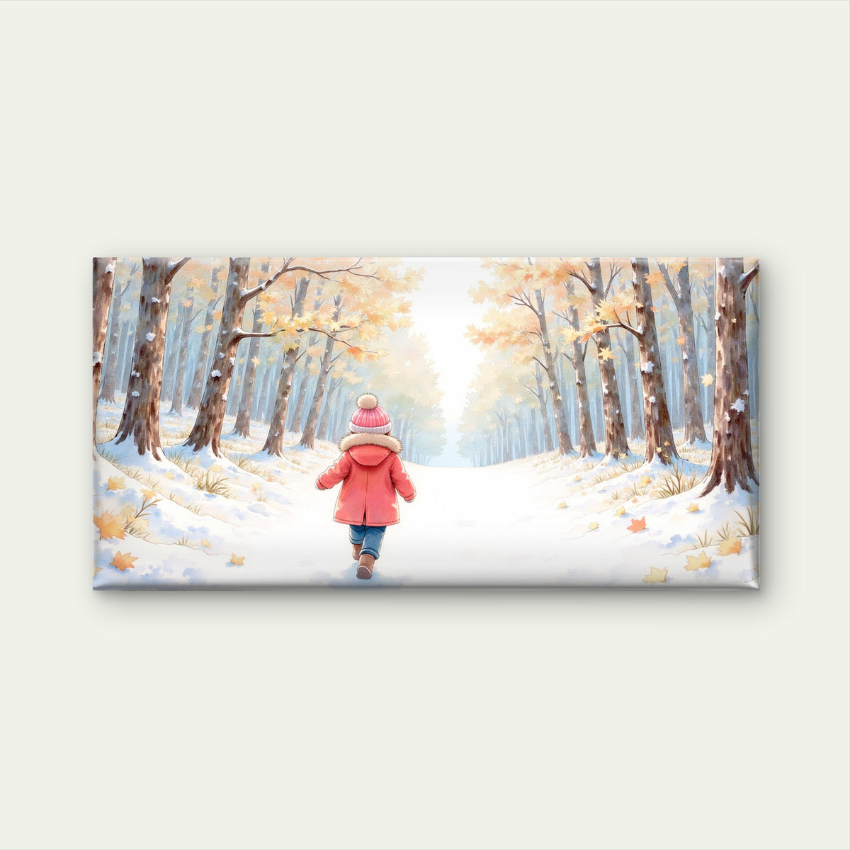 Little Girl Winter Snow Wall Art Canvas Office Home Room Framed 120x60cm