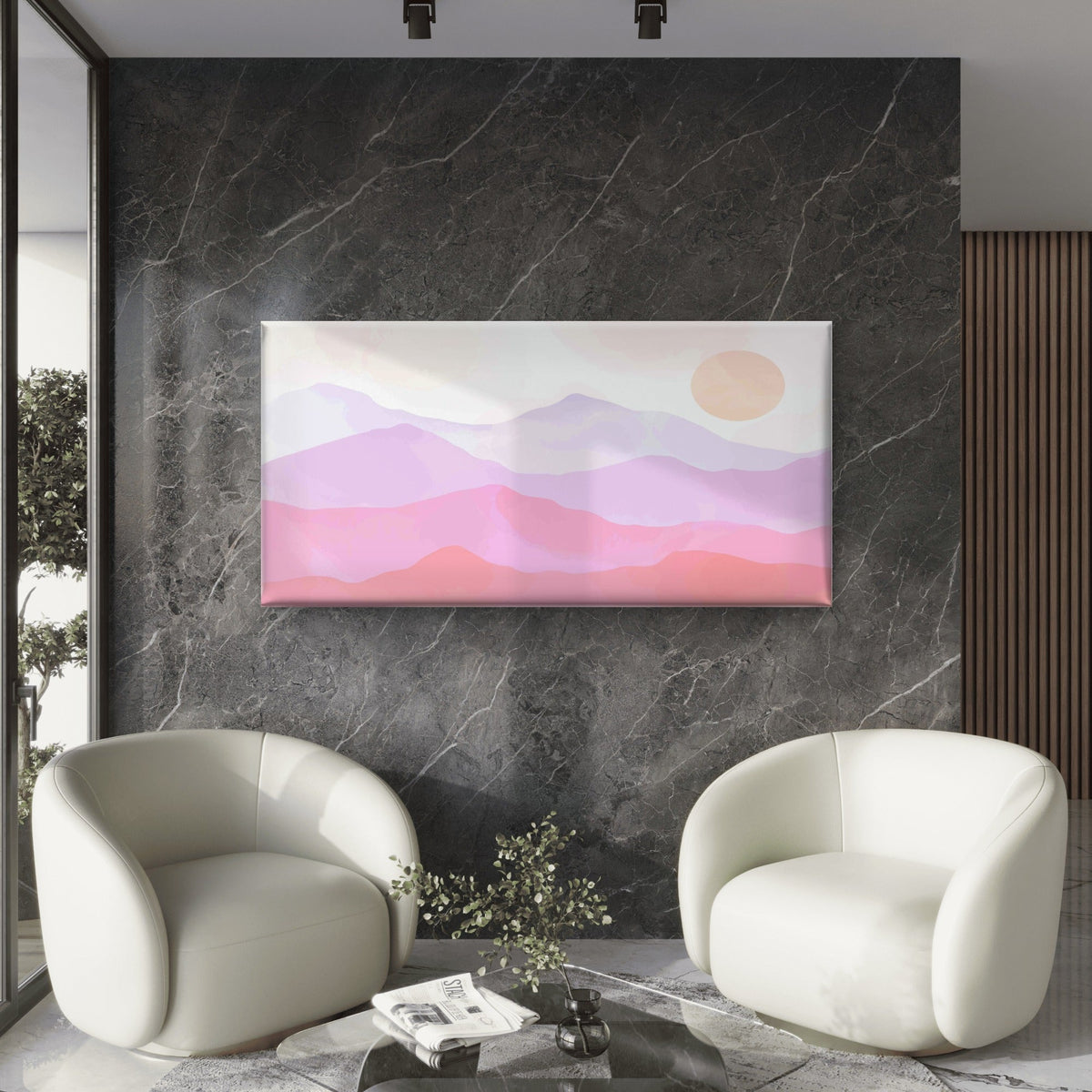 Gradient of Pale Lilac To Muted Wall Art Canvas Office Home Room Framed 120x60cm
