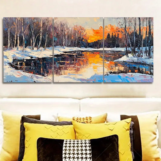 3pcs Winter Forest Metal Print Ready to Hang Art
