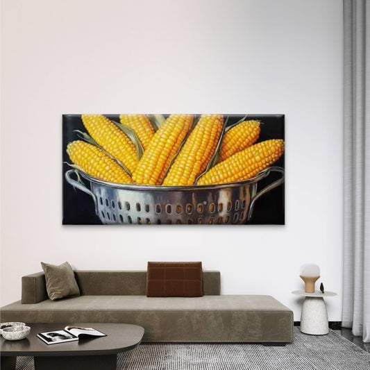 Still Life Corn Food Artwork Wall Art Canvas Office Home Room Framed 80x45cm