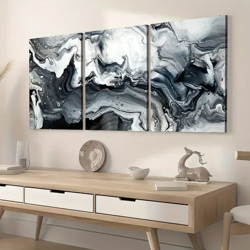 3pcs Modern Light Luxury Abstract Art Marble Wall Art Set Canvas Framed 60x90cm - High Quality Print 100% Australian Made Wall Canvas Ready to Hang