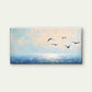 Ocean Seagulls Blue Sky Wall Art Canvas Office Home Room Framed 80x45cm