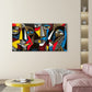 Modern Abstract Faces Wall Art Canvas Office Home Room Framed 80x45cm