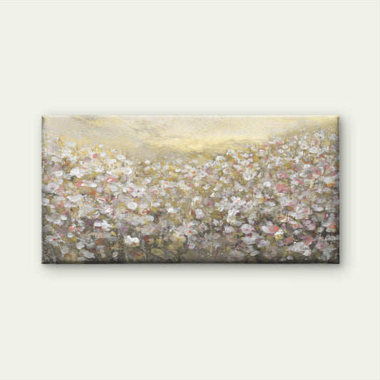 Abstract White Flower Field Wall Art Canvas Office Home Room Framed 80x45cm