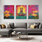 3pcs Majestic Leopard and Beautiful for Lotus Flowers Metal Print Ready to Hang Art