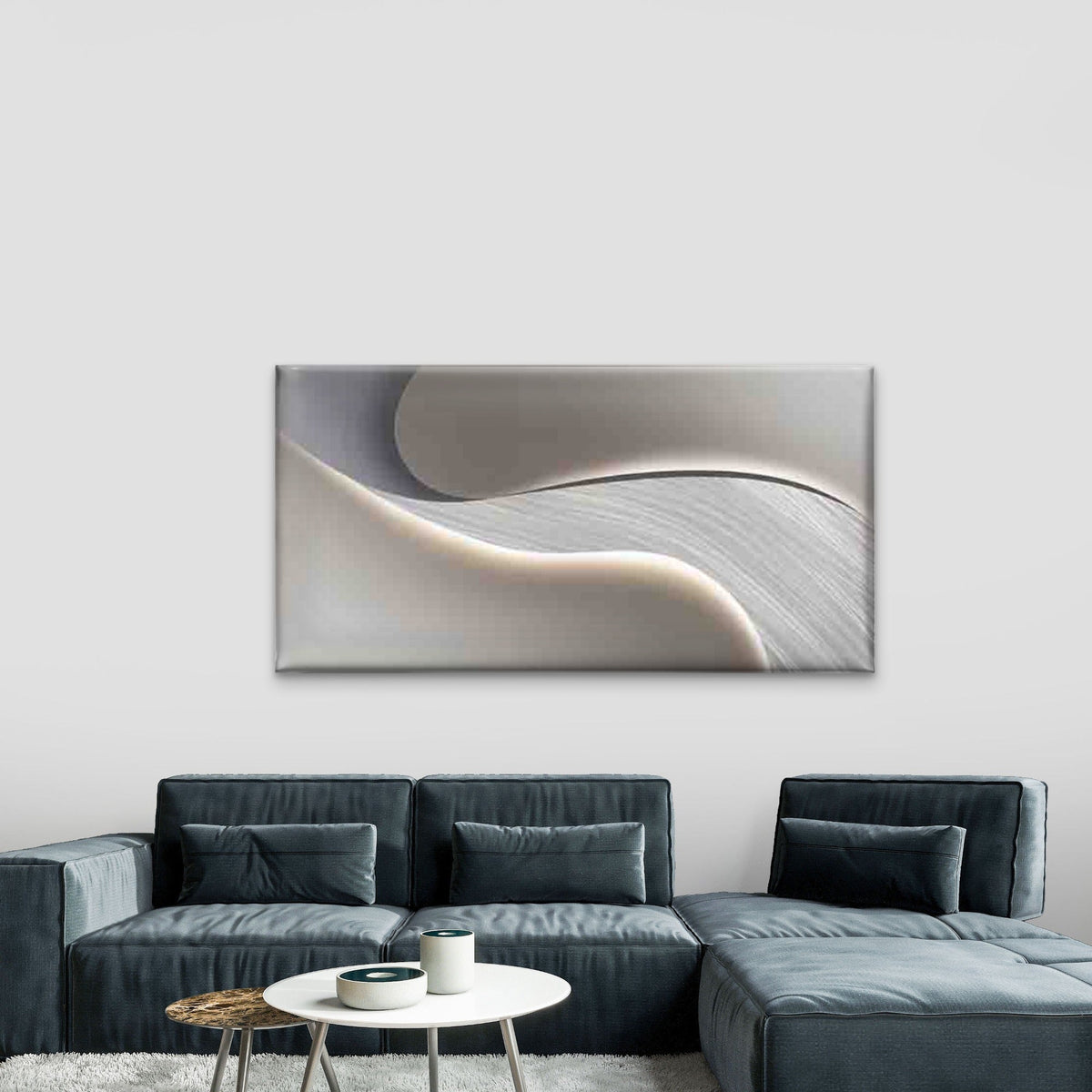 Contemporary Abstract Wave Wall Art Canvas Office Home Room Framed 80x45cm