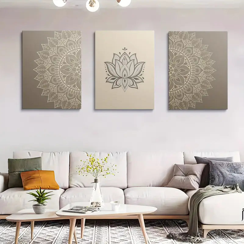 3pcs Modern fashion theme geometric flower Metal Print Ready to Hang Art