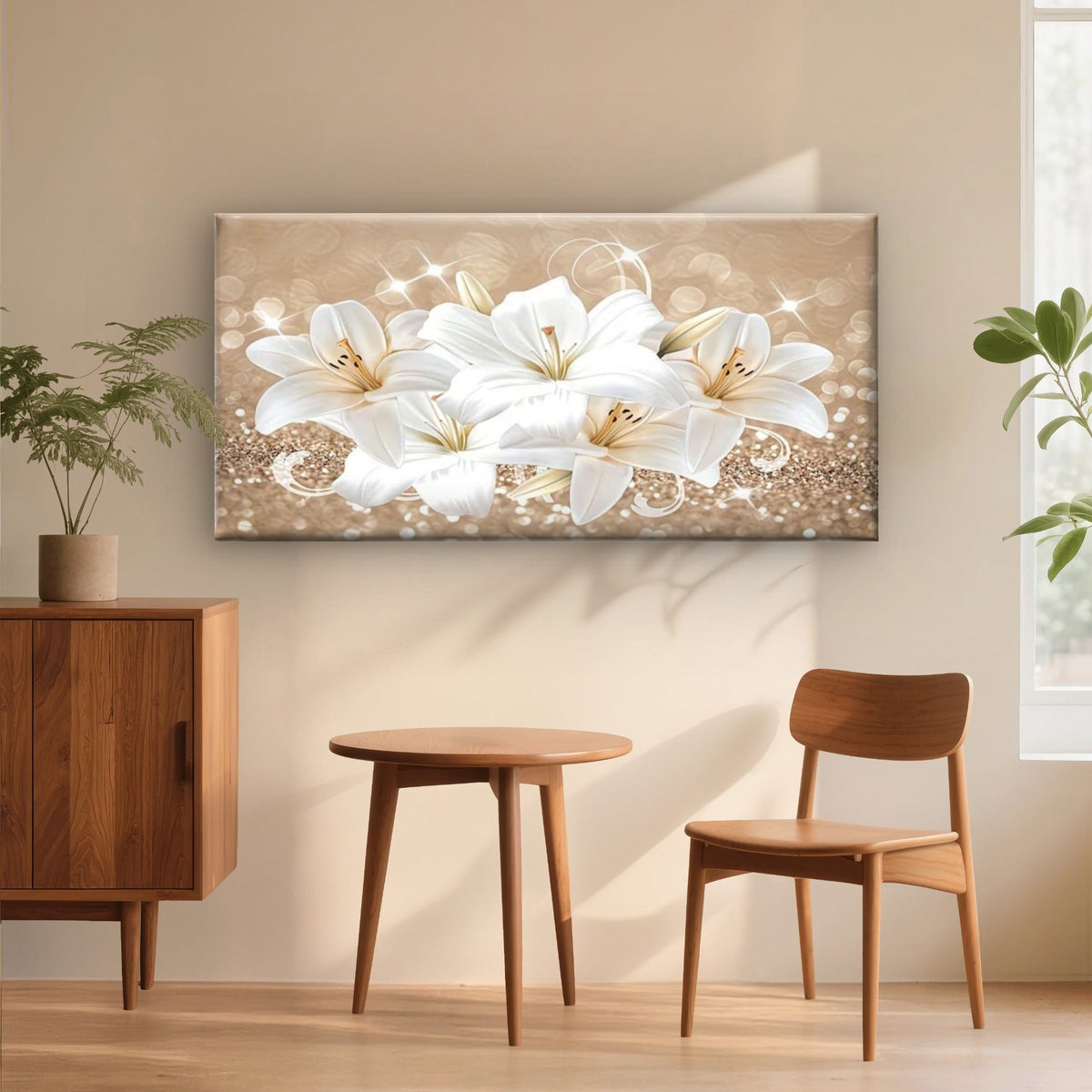 Fantasy Floral Lily Flower Wall Art Canvas Office Home Room Framed 80x45cm