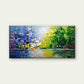Vibrant Abstract Forest Landsca Wall Art Canvas Office Home Room Framed 80x45cm