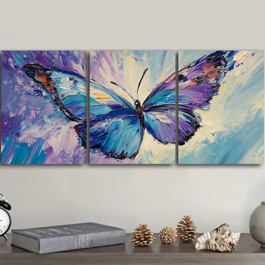 3pcs Purple Butterfly Metal Print Ready to Hang Art