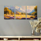 3pcs Watercolor Vibrant Oil Painting House Metal Print Ready to Hang Art