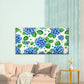 Blue Hydrangea Tile Pattern Wall Art Canvas Office Home Room Framed 80x45cm