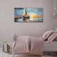 Abstract Grey & Blue Seascape Sailboat Ocean Wall Art canvas office home room framed 120x60cm