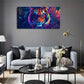 Tiger Wearing Headphones Glasses Wall Art Canvas Office Home Room Framed 120x60cm