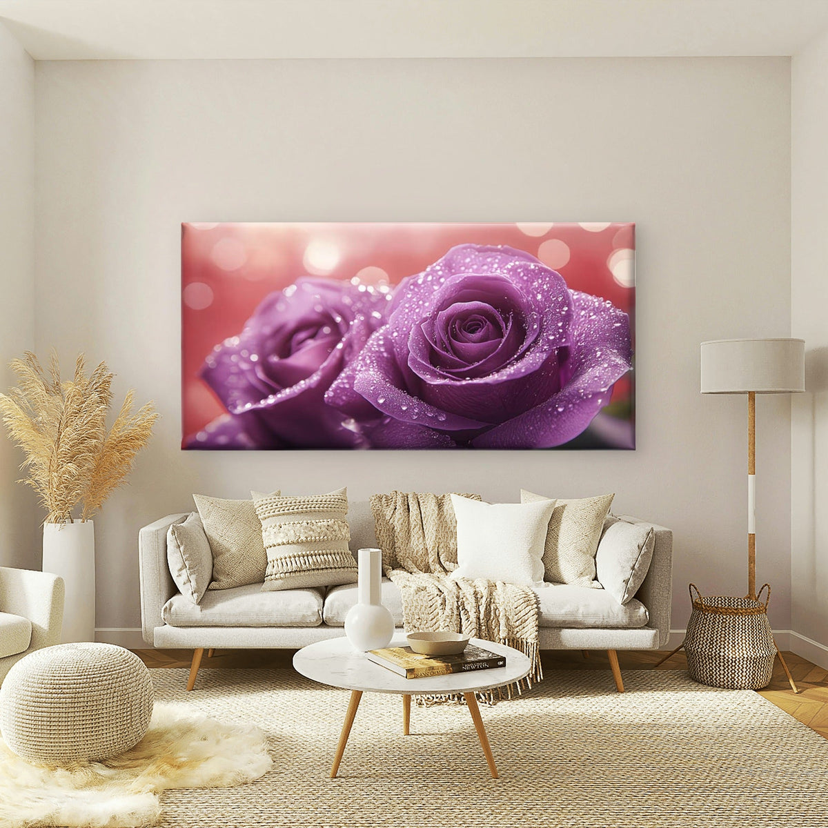 Soft Glow Of Roses Wall Art Canvas Office Home Room Framed 120x60cm