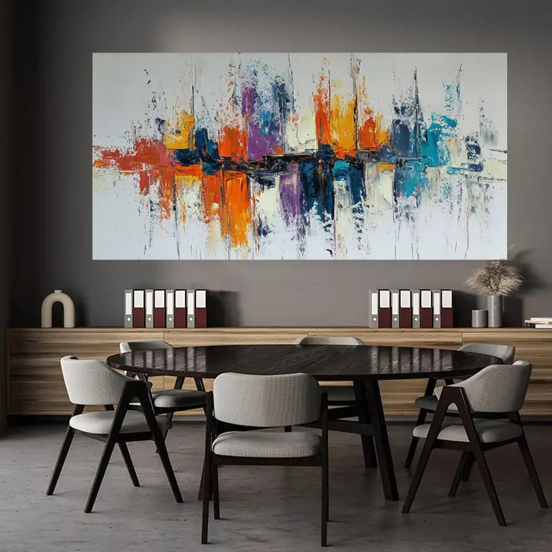 Vibrant Abstract Graffiti Bold Brushstrokes in Blue, Purple, Orange & More Wall Art wall canvas office home room framed 120x60cm