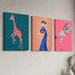 3pcs Solid Color Background Fashion Modern Animal Landscape Wall Art Set Canvas Framed 40x60cm - High Quality Print 100% Australian Made Wall Canvas Ready to Hang