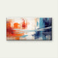 Orange Blue Abstract Painting Wall Art Canvas Office Home Room Framed 120x60cm