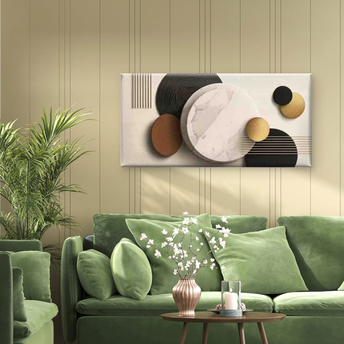Geometric Shapes Paintings Wall Art Canvas Office Home Room Framed 80x45cm
