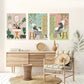 3pcs Ink Animal Print Cat, Dog Classic Bathroom Design Metal Print Ready to Hang Art