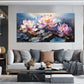 Pink & Blue Floral Botanical Wall Art canvas office home room framed 120x60cm