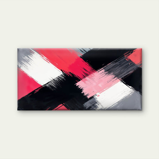 Bold Pink Black White Abstract Wall Art Canvas Office Home Room Framed 80x45cm