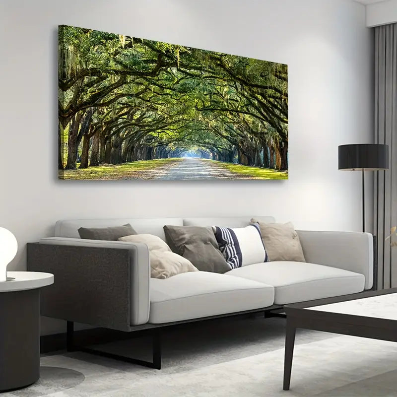 Green Oak Forest Big Trees Blue Sky Wall Art canvas office home room framed 120x60cm