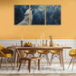 3pcs White Wolf Howling at Moon Alpine Forest Metal Print Ready to Hang Art