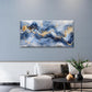Navy Blue and White Marble Gold Wall Art Canvas Office Home Room Framed 120x60cm