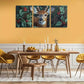 3pcs Deer White-tailed in Forest, Red Friuts Metal Print Ready to Hang Art