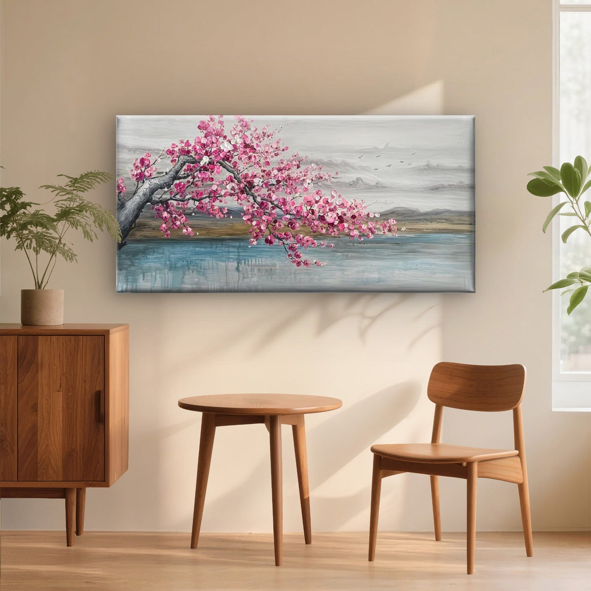 Plum Blossom Landscape Wall Art Canvas Office Home Room Framed 120x60cm