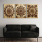 3pcs Vintage Mandala Boho Chic Floral Patterns Classic Design Metal Print Ready to Hang Art